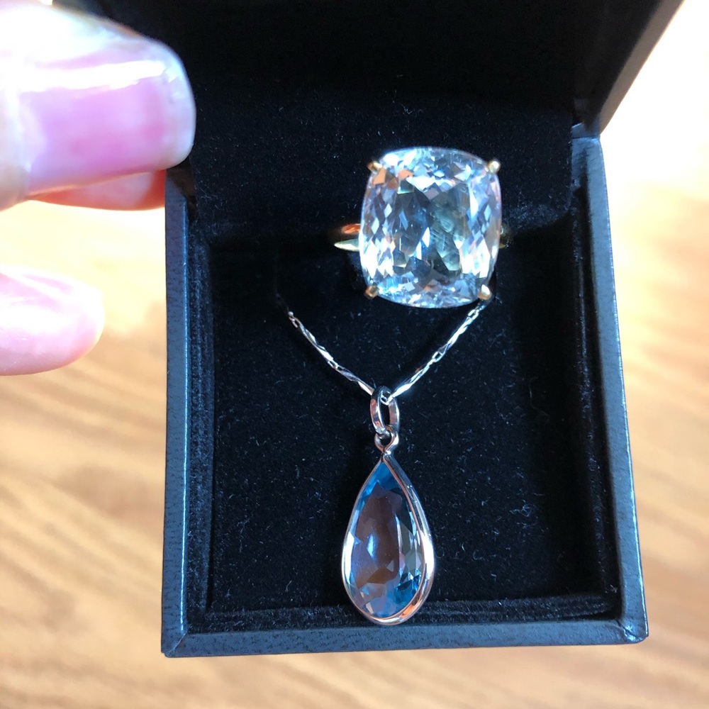 H Stern 18k aquamarine ring and blue topaz…